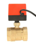 Heavy Duty Forged Brass Motorized Ball Valve G1 One Half Inch DN40 with red actuator for automatic flow control.