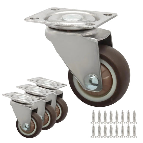 1.5 Inch Caster Wheels 4 Pack Low Profile No Noise Mini Swivel Casters With 360 Degree Top Plate for Small Furniture
