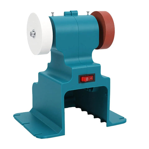 Badass Cordless Bench Grinder Polisher Kit Loaded With Coarse And Fine Grinding Wheels Battery Driven Copper Motor, side view