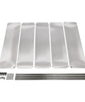 Five shelf panels and support rods for Built Tough Five Tier Stainless Steel Storage Rack Heavy Duty Adjustable Metal Shelving Unit.