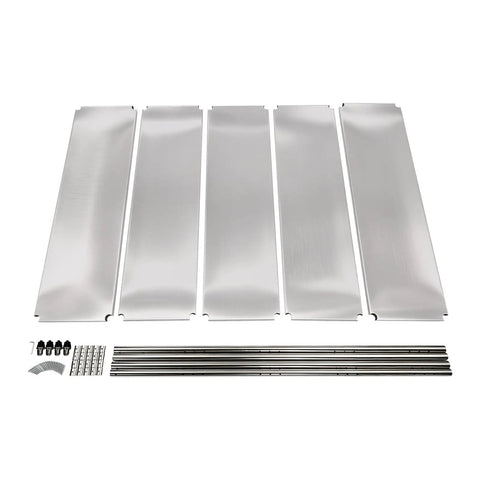 Five shelf panels and support rods for Built Tough Five Tier Stainless Steel Storage Rack Heavy Duty Adjustable Metal Shelving Unit.