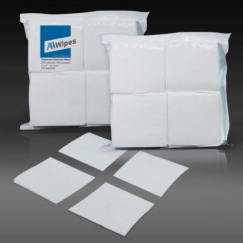 AA Wipes cleanroom wipes, 4x4 in, cellulose/polyester blend, lint-free nonwoven sheets, 600-pack