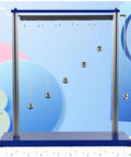 Pendulum Resonance Demonstrator for Forced Vibration and Resonance Experiments with five steel pendulum balls and bracket in lab setting