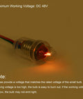 Premium E10 Miniature Bulbs 48 Volt 2 Watt Warm Yellow Light Screw Base Mini Lamps For Flashlights And Indicator Panels 15 Piece Pack close-up of lit bulb
