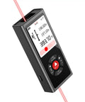 Dual Laser Distance Measuring Tool With Angle Sensor And Level Bubble showing 393 ft measurement, rechargeable IP54 aluminum.