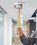 Ladder Free Smoke Sensor Assembly Removal Tool With A Rock Solid Aluminum Jaw and Extended Reach for high ceiling extraction.