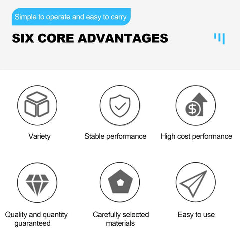 Six core advantages of the Cordless Brushless Electric Rivet Gun, showcasing variety, stable performance, and ease of use.