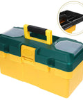 Super Slick Portable Plastic Toolbox Storage Case For Snagging Hardware And Organizing Nifty Knacks During Serious Home Reno Projects Or Long Highway Drives with molded grip.
