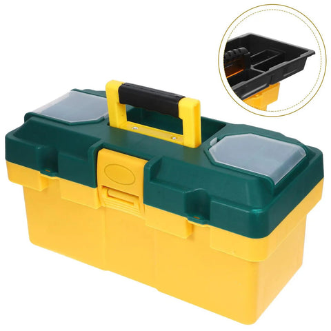 Super Slick Portable Plastic Toolbox Storage Case For Snagging Hardware And Organizing Nifty Knacks During Serious Home Reno Projects Or Long Highway Drives with molded grip.