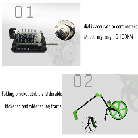 Giant digital dial close-up on Rock Solid Aluminum Measuring Wheel With Giant Digital Dial And Easy Fold Handle For No Sweat Field Work And Swift Land Surveying Up to 9999 Meters.