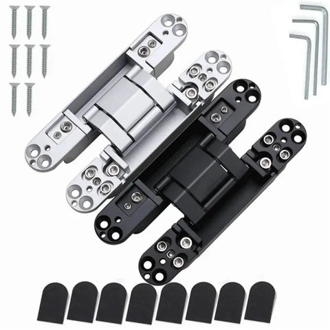 Heavy Duty Concealed Cabinet Hinges For Wooden Doors With 180 Degree Adjustable Hidden Barrel Design Black Finish Supports 80 Pounds Swings Like A Dream Built Tough For No Fuss Diy Setup with screws and caps.