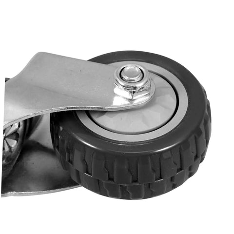 Close-up of Heavy Duty Gate Helper Wheel With Spring Shock Absorber And Rugged Steel Swivel Caster for outdoor use.