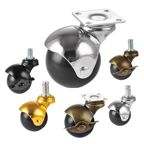 High Capacity Furniture Casters Wheels Set Of Four With Effortless Swivel Action And Reliable Rolling Lock Brake For Big Sturdy Sofas Couches And Wooden Tables Showing Classic Antique Roller Finish. Various designs and finishes displayed.