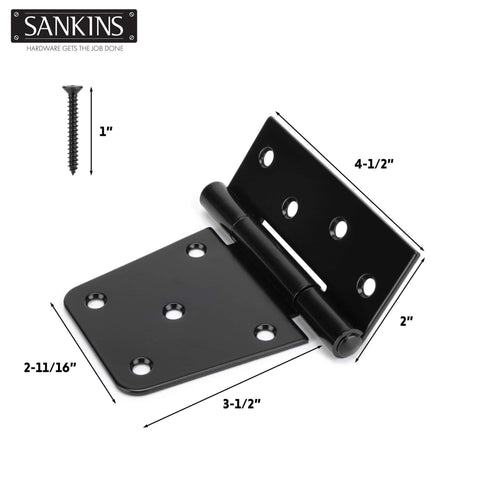 Heavy Duty Gate Hinges Three And A Half Inch Black Iron With Rust Resistant Powder Coat And Galvanized Finish Includes Screws
