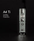 Super Bright Titanium Keychain Flashlight Six Hundred Fifty Lumens USB C Rechargeable EDC Mini Pocket Torch frontal view