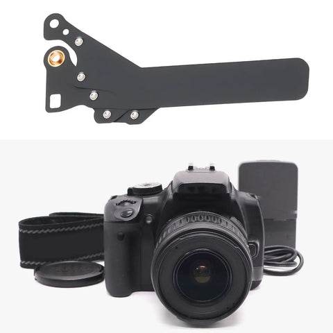No Sweat Shutter Blade Replacement Kit For Canon Dslr Repair, aluminum precision blade alongside Canon DSLR camera.