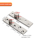 Heavy Duty 2 Pack Offset Pivot Hinges Delivers Slick 360 Degree Swing Motion For Revolving Doors showing measurements of stainless steel parts.
