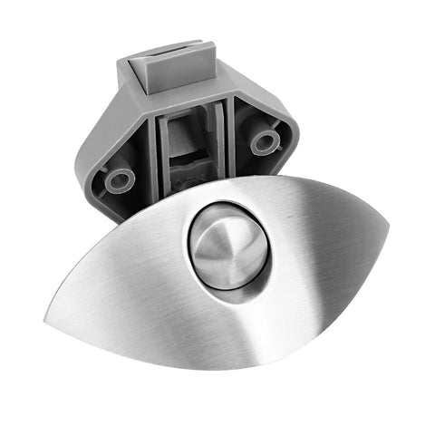 Half Moon Push Button Cabinet Latch Lock for RVs Caravans and Boats, elegant handle in chrome, crescent lock for mobile homes