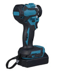 Heavy Hitter 21V Cordless Drill With 55Nm Badass Torque And Dual Speed Switches For Zero Hustle DIY chores, black and blue design.
