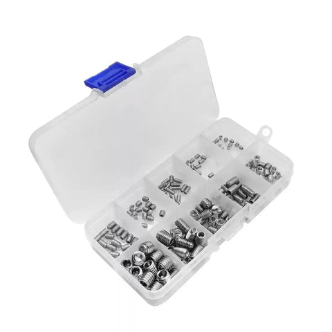 High Strength 304 Stainless Steel Socket Head Hex Set Screw Kit Metric M3 M4 M5 M6 M8 Cup Point 200 Piece Assortment in case
