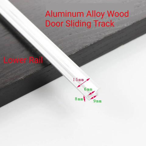 Built Tough Thickened Aluminum Sliding Door Track Kit Single Groove System With Heavy Duty Nylon Rollers For Smooth Closet Cabinet Wardrobe Glides No Hassle Setup, showing lower rail dimensions and design.