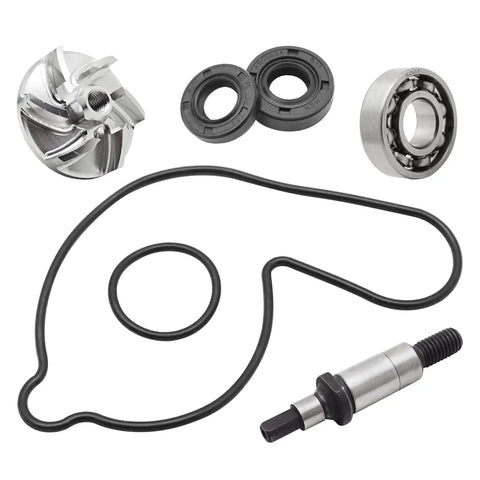 Hella Kickin Badass Water Pump Rebuild Kit For YFZ450 Atv featuring CNC aluminum impeller, steel bearing, seals, O-rings.