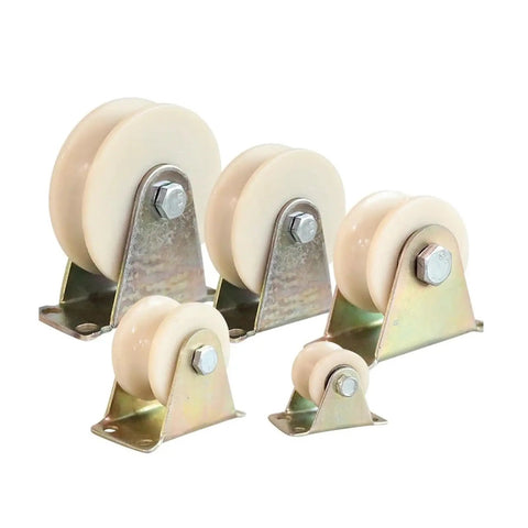 Top Shelf V Groove Track Roller For Sliding Doors Built Rugged With Smooth Double Roll Bearings And Reliable 3 Inch Steel Pulley. Four sizes.