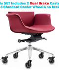 Five Pack Three Inch Threaded Stem Casters With Dual Lock Brakes Plus Screw Inserts Dead Nuts Solid Imperial Screw Fit Drop Straight In For Rapid Cart Mods Glides Clean Once You Push It on a modern office chair.
