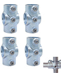 Half Inch Galvanized Steel Cross Socket 4 Way Pipe Fitting DN15 For Industrial DIY Projects, 4 pack, with Allen Screws