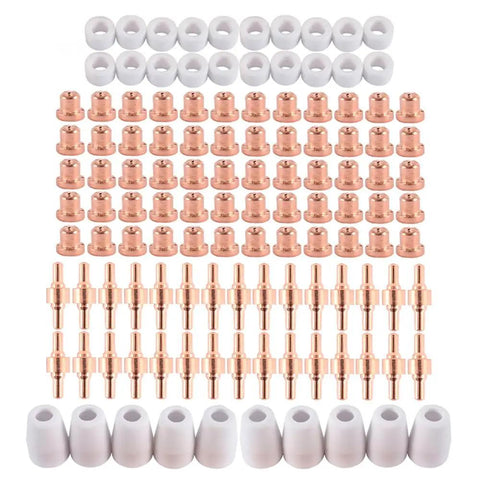 Plasma Cutting Consumables Kit 100Pcs Includes Shield Cups Nozzles Swirl Baffles Electrodes For PT31 Cutter Torch And Pro Grade Compatibility