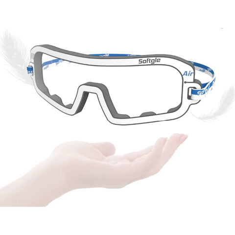 Ultra Lightweight Disposable Safety Glasses Pack Of 12 Featherlight Protective Eyewear With Antifog Lens For Diy Builds And Garage Sessions Straight Up Legit Gear held in hand.