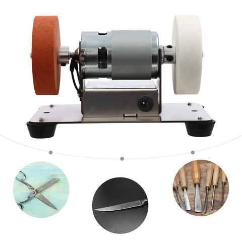 Badass 96W Mini Belt Sander And Bench Grinder With Variable Speed Control For Metal Work And Knife Sharpening Compact desktop tool with dual abrasive wheels.