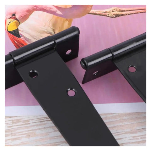 Beefy Heavy Duty 20 Piece Triangle T Shape Barn Door Hinges with steel blades on pink background