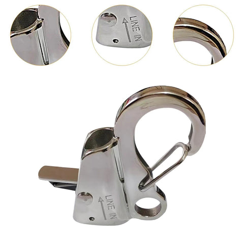 Sliding Anchor Hook With Quick Release And Stainless Steel Construction Supports Up To 8000 LB Universal Fit For Rope From Three Eighths Inch To Five Eighths Inch Ideal For Kayaks Pontoon Boats Durable Marine Anchor Accessory For Easy Secure Mooring.