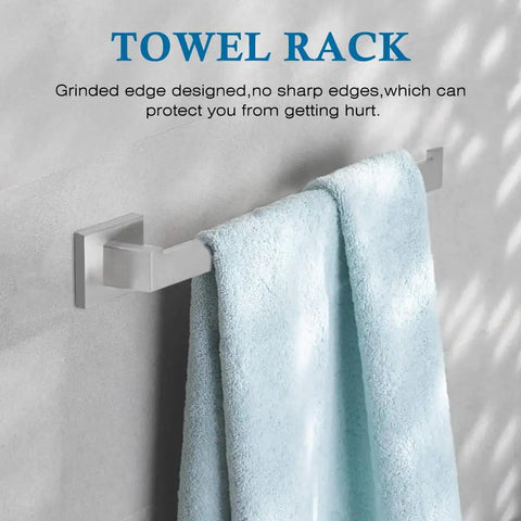 Rust Proof 5 Piece Bathroom Hardware Set Includes 24 Inch Towel Bar Toilet Paper Holder Hand Towel Rack and Two Towel Hooks Brushed Nickel Finished SUS304 Stainless Steel Anti Scratch Durable and Easy Install for Modern Bathrooms towel rack with towel