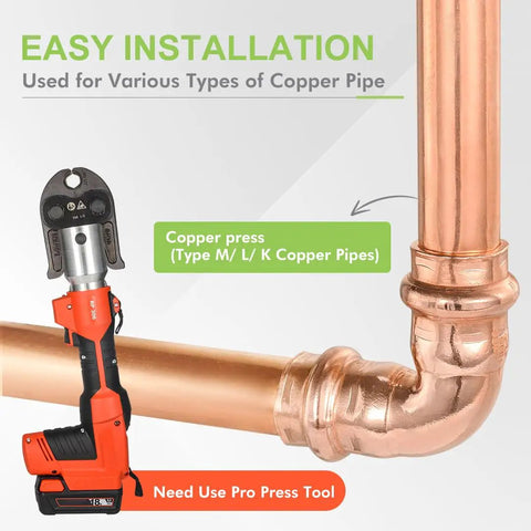 15 Piece Pro Grade Pro Press Fittings Kit For Copper Pipe Half Inch Heavy Duty Brass Lead Free NSF cUPC Certified installation demo