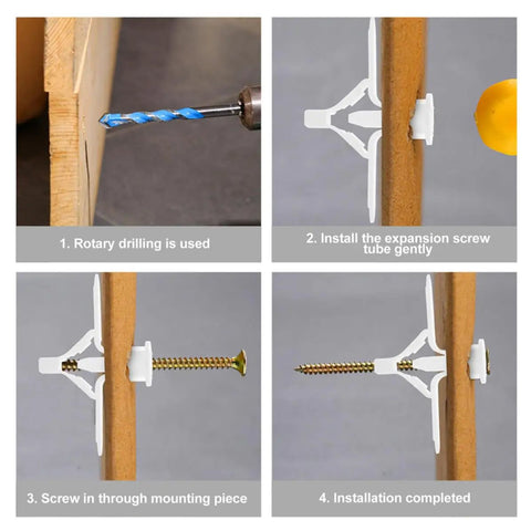 Steps for installing 400 Piece Heavy Duty Drywall Anchors Assortment Kit with Butterfly Shaped Nylon and ABS Expansion Anchors