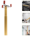Ladder Free Smoke Transducer Assembly Tool With Heavy Hitter Sensor Head For High Ceiling Detectors, gold rod tool with grip.