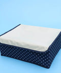 Waterproof Foldable Oxford Cloth Drawer Organizer With Sturdy Grid Dividers For Socks Underwear And Scarves Stops The Daily Racket And Keeps Things Neatly Sorted, navy polka dot design.