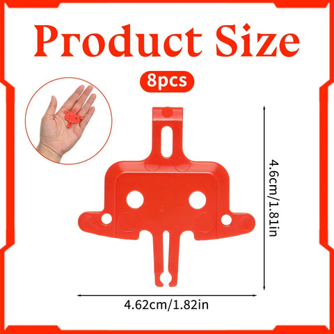 Product size of Eight-Piece Orange Bicycle Brake Pad Spacer Set For Hydraulic Disc Brakes Durable Plastic Pad Spreader Insert Tool