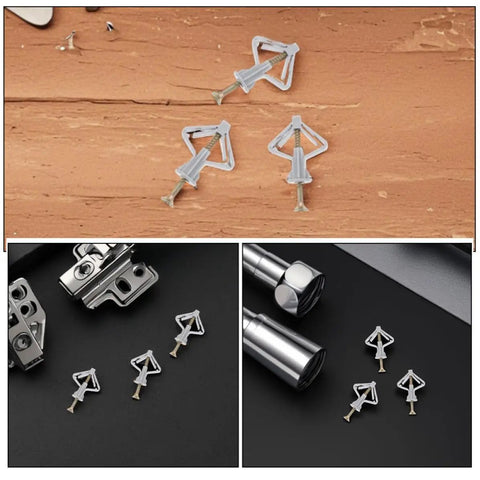 Drywall Anchors Kit With 50 Heavy Duty Plastic Butterfly Anchors And Screws Quick Easy Install For Hollow Walls And Plasterboard