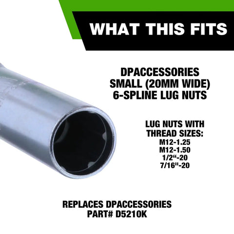 Shop Grade 6 Spline Socket Adapter For Small Spline Lug Nuts And Wheel Bolts featuring small 20mm wide opening for M12 sizes.