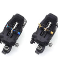 Rock Solid Titanium Disc Brake Bolts For Bikes With Heavy Duty Pvd Coated Threaded Plugs And Easy Grip Circlip For Fast Install and Bulletproof Wear Resistance On Any Trail Or City Ride, showing caliper design and colors.