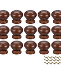 Solid Build Knob Out Round Wood Cabinet Knobs And Drawer Pulls Set Of 15 Dark Red For Kitchen Cupboards Dresser Furniture Easy Install Upgrade Hardware with m4 screws.