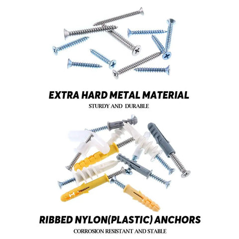 212 Piece Tough As Nails Phillips Flat Head Self Tapping Screw And Ribbed Wall Anchor Assortment Kit With Handy Storage Box showing screws and ribbed anchors.