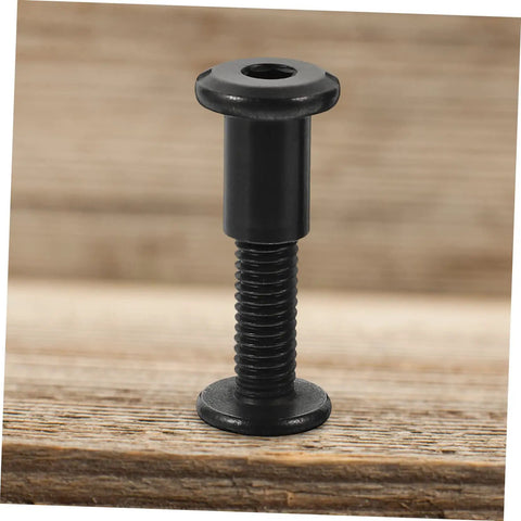 Badass Stainless Steel Chicago Binding Screws M6 X 25 Millimeter with Secure Cap Nuts on wooden surface for crafts.