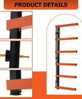 Heavy Duty Six Shelf Lumber Rack Wall Mount Wood Organizer Built Tough For Garage Storage Rock Solid Steel Construction close-up of brackets and shelves