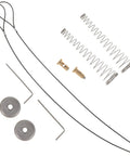 WUUWCHODC 2 Sets Spring Gate Latch Replacement Kit for Wood Fence components including springs, cables, and metal fittings.