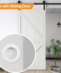 4 Pack White Round Recessed Cabinet Handles 65mm Stainless Steel Sliding Door Pulls installed on a white sliding door with plant