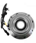 Top Shelf Heavy Duty Front Wheel Hub And Bearing Assembly Fits Ford F250 F350 Super Duty Models From 2005 Through 2010 Left Or Right Replacement With Abs Sensor top view showing ABS wiring harness.